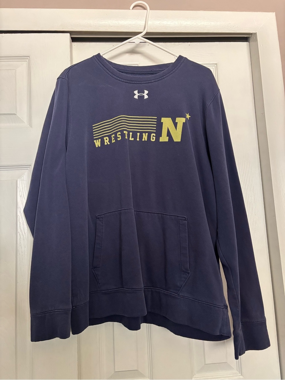 LG Navy Crewneck Sweatshirt with Yellow Wrestling Logo